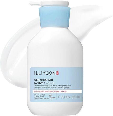 Illiyoon Ceramide Ato Lotion | Lightweight Moisturizer for Dry & Sensitive Skin, Barrier Repair for Face & Body, Mild for Babies, Vegan Certified, Korean Skin Care, 11.83 fl.oz. in Kuwait