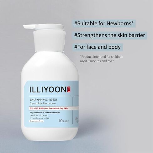 Illiyoon Ceramide Ato Lotion | Lightweight Moisturizer for Dry & Sensitive Skin, Barrier Repair for Face & Body, Mild for Babies, Vegan Certified, Korean Skin Care, 11.83 fl.oz. in Kuwait