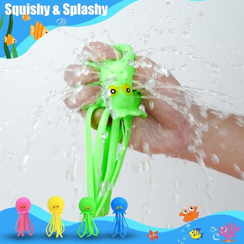4 PCS Octopus Water Balls, Sensory Stress Relief Floating Pool Toys for Kids, Water Splash Balls Toddler Swim & Bath Toys, Christmas Goodie Bag Fillers for Babies in Saudi Arabia