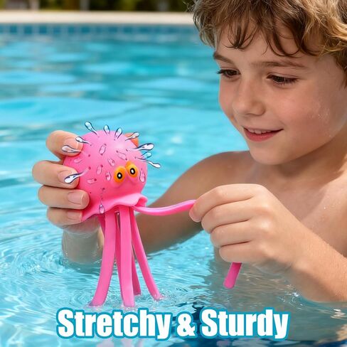 4 PCS Octopus Water Balls, Sensory Stress Relief Floating Pool Toys for Kids, Water Splash Balls Toddler Swim & Bath Toys, Christmas Goodie Bag Fillers for Babies in Saudi Arabia