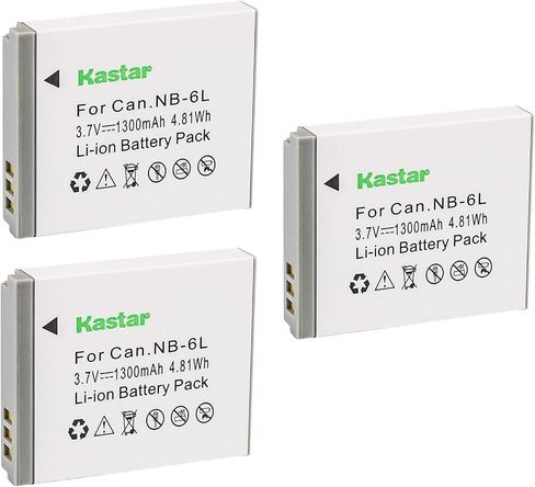 Kastar NB-6L Battery (3-Pack) for Canon PowerShot D10, D20, ELPH 500 HS, S90, S95, S120, SD770, SD980, SD1200, SD1300, SD3500, SD4000, SX170, SX240, SX260, SX270, SX280, SX500, SX510, SX600, SX702 HS in Saudi Arabia