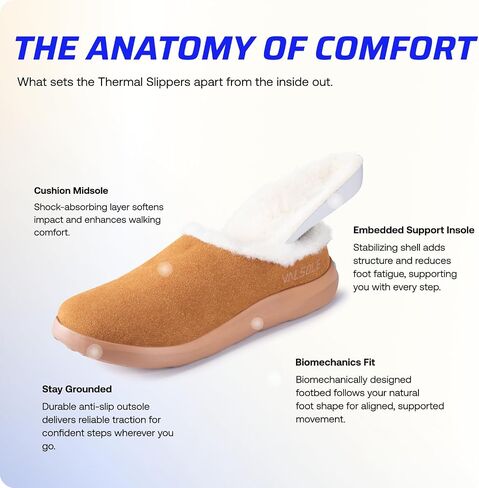 VALSOLE Winter Thermal Slippers for Women and Men, Arch Support House Shoes, 220+ Lbs Plantar Fasciitis Flat Feet Slippers, Warm Slip-on Slippers for Indoor Outdoor in Kuwait