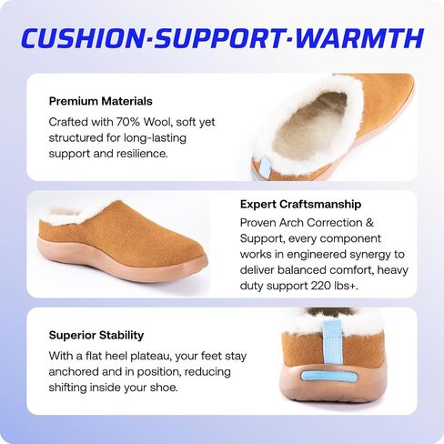 VALSOLE Winter Thermal Slippers for Women and Men, Arch Support House Shoes, 220+ Lbs Plantar Fasciitis Flat Feet Slippers, Warm Slip-on Slippers for Indoor Outdoor in Kuwait
