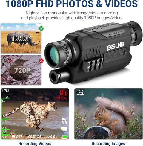 ESSLNB Night Vision Monocular, 6x32 Night Vision Infrared Monocular, Portable Digital Night Vision Scopes for Day & Night Camping, Surveillance, 1080P Full HD Photo & Video in Saudi Arabia