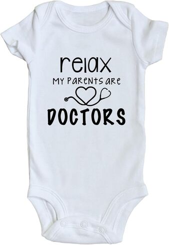 TwentyFourDoves Relax My Parents are Docs Baby Bodysuit، أطباء الآباء، الرعاية الصحية للأطفال، ممرضات رومبير in Saudi Arabia