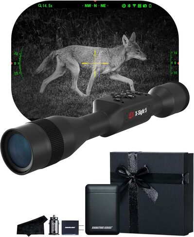 ATN X-Sight 5 Ultra HD 4K+ نطاق رؤية نهارية وليلية ذكي مع حاسبة باليستية مدمجة | One Shot Zero، فيديو دفق مزدوج نشط للارتداد، حركة بطيئة 240 إطارًا في الثانية | مجموعة سلسلة التوقيع الحصرية in Kuwait