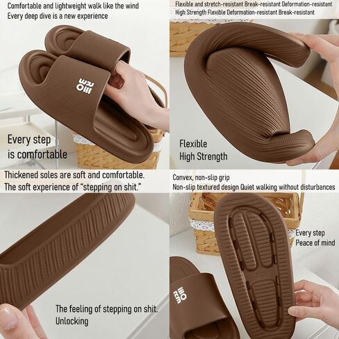 Bathroom Slippers for Men Women,Shower Shoes Thickened,Slippers Indoor Home Beach Non Slip Anti-Slip Quick Drying Pool Slides,Brown in Saudi Arabia