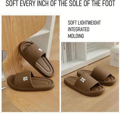 Bathroom Slippers for Men Women,Shower Shoes Thickened,Slippers Indoor Home Beach Non Slip Anti-Slip Quick Drying Pool Slides,Brown in Saudi Arabia
