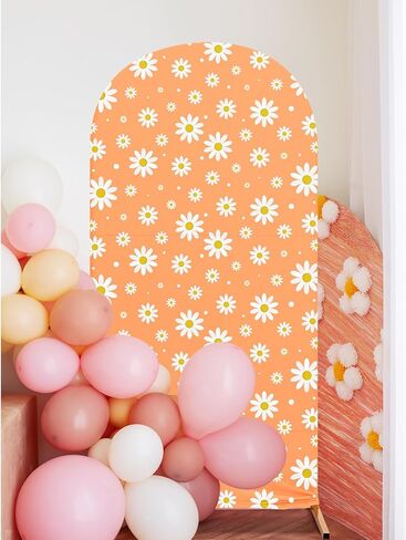 Daisy Theme Arch Backdrop Cover Set of 3 Orange Arch Covers Blue Spandex Stretch Purple Backdrop Stand 4ft, 5ft, 6ft for Wedding Birthday Banquet Ceremony Decoration in Saudi Arabia