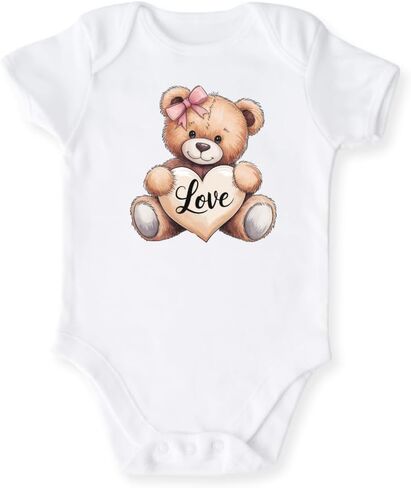 Love Teddy Bear Baby Bodysuit, Kids & Toddler T-Shirt Tee for Girls Baby Shower Cozy and Cute Outfit in Kuwait