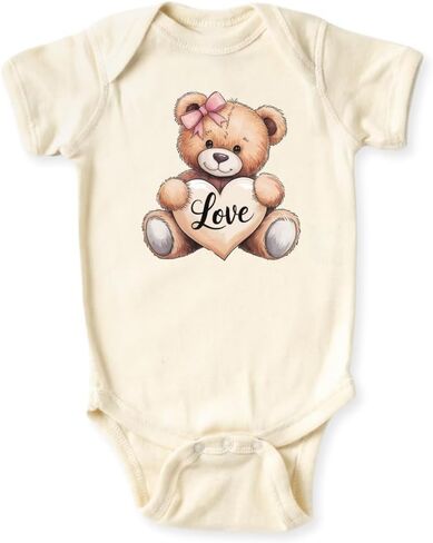 Love Teddy Bear Baby Bodysuit, Kids & Toddler T-Shirt Tee for Girls Baby Shower Cozy and Cute Outfit in Kuwait