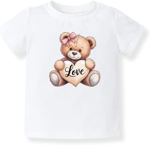 Love Teddy Bear Baby Bodysuit, Kids & Toddler T-Shirt Tee for Girls Baby Shower Cozy and Cute Outfit in Kuwait