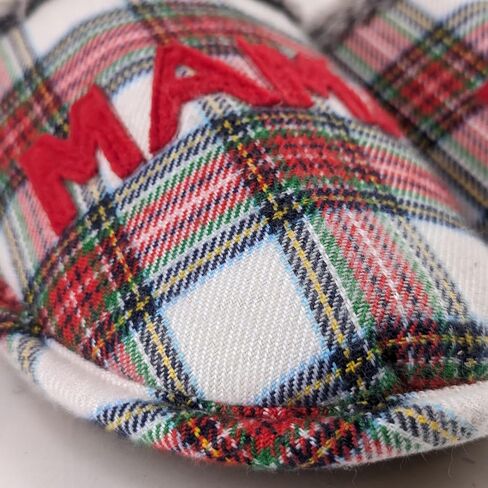 MAMA ELF Slippers Soft Slip On Faux Fur Christmas Red Plaid White Warm Fuzzy Indoor Shoes Womens in Saudi Arabia