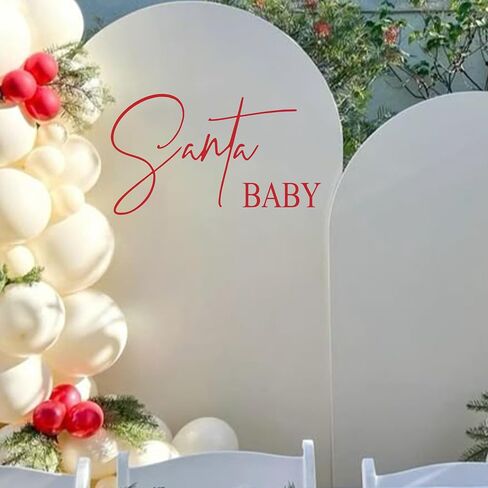 ملصق Upfirst Santa Baby - ملصق ديكور لحفلات استقبال المولود الجديد بطابع عيد الميلاد، لوازم تزيين قوس البالونات لحفلات عيد الميلاد، لوازم حفلات الكشف عن الجنس في عيد الميلاد (ملصق سانتا) in Kuwait