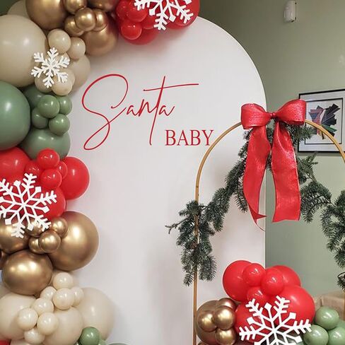 ملصق Upfirst Santa Baby - ملصق ديكور لحفلات استقبال المولود الجديد بطابع عيد الميلاد، لوازم تزيين قوس البالونات لحفلات عيد الميلاد، لوازم حفلات الكشف عن الجنس في عيد الميلاد (ملصق سانتا) in Kuwait