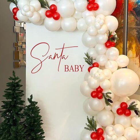 ملصق Upfirst Santa Baby - ملصق ديكور لحفلات استقبال المولود الجديد بطابع عيد الميلاد، لوازم تزيين قوس البالونات لحفلات عيد الميلاد، لوازم حفلات الكشف عن الجنس في عيد الميلاد (ملصق سانتا) in Kuwait