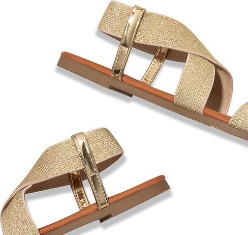 Women's Flat Sandals - Dressy Summer Open Toe Sandals, Elastic Strappy Sandals, Cute Wide Fit Sandals for Women, Sandalias Para Mujer in Saudi Arabia