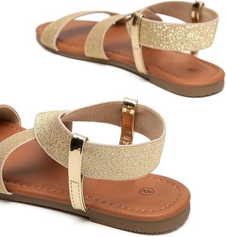 Women's Flat Sandals - Dressy Summer Open Toe Sandals, Elastic Strappy Sandals, Cute Wide Fit Sandals for Women, Sandalias Para Mujer in Saudi Arabia