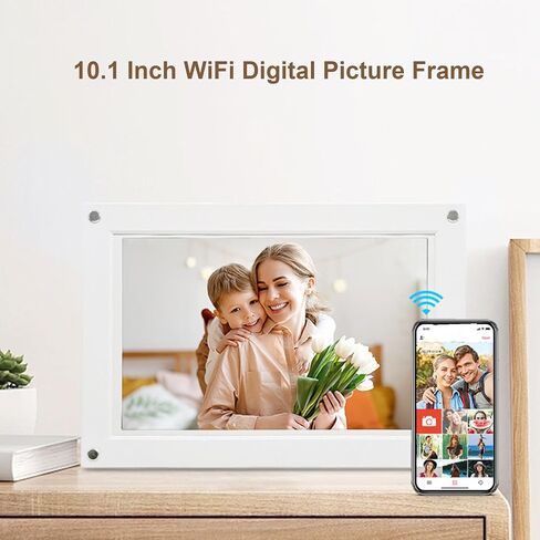 إطار صور رقمي ذكي بخاصية WiFi مقاس 10.1 بوصة من Asixxsix، إطار صورة إلكتروني بتدوير تلقائي للصورة والمناظر الطبيعية مقاس 1280 × 800 مدمج بذاكرة سعة 32 جيجابايت ومشاركة اللحظات على الفور (أبيض) in Kuwait