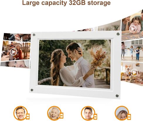 إطار صور رقمي ذكي بخاصية WiFi مقاس 10.1 بوصة من Asixxsix، إطار صورة إلكتروني بتدوير تلقائي للصورة والمناظر الطبيعية مقاس 1280 × 800 مدمج بذاكرة سعة 32 جيجابايت ومشاركة اللحظات على الفور (أبيض) in Kuwait