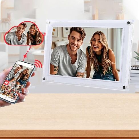 إطار صور رقمي ذكي بخاصية WiFi مقاس 10.1 بوصة من Asixxsix، إطار صورة إلكتروني بتدوير تلقائي للصورة والمناظر الطبيعية مقاس 1280 × 800 مدمج بذاكرة سعة 32 جيجابايت ومشاركة اللحظات على الفور (أبيض) in Kuwait