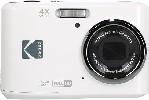 حزمة الكاميرا الرقمية Kodak Pixpro FZ45 (أبيض) تتضمن: بطاقة ذاكرة 64 جيجابايت، بطاريات قابلة لإعادة الشحن، حامل ثلاثي مرن، قارئ بطاقات، حزام يد، مجموعة تنظيف، المزيد in Kuwait