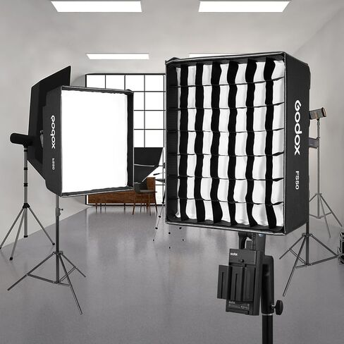 Godox FS50 ناشر ضوء سوفت بوكس ​​مستطيل سريع الإصدار مع شبكة وقماش ناعم لإضاءة استوديو التصوير الفوتوغرافي للمنتج، تيار مباشر متوافق مع مصباح LED المرن Godox FH50Bi/FH50R in Saudi Arabia