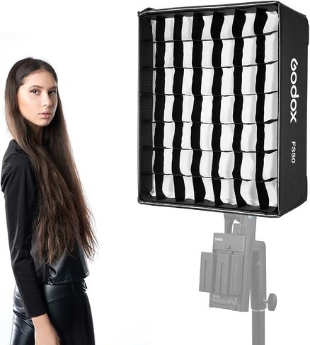 Godox FS50 ناشر ضوء سوفت بوكس ​​مستطيل سريع الإصدار مع شبكة وقماش ناعم لإضاءة استوديو التصوير الفوتوغرافي للمنتج، تيار مباشر متوافق مع مصباح LED المرن Godox FH50Bi/FH50R in Saudi Arabia