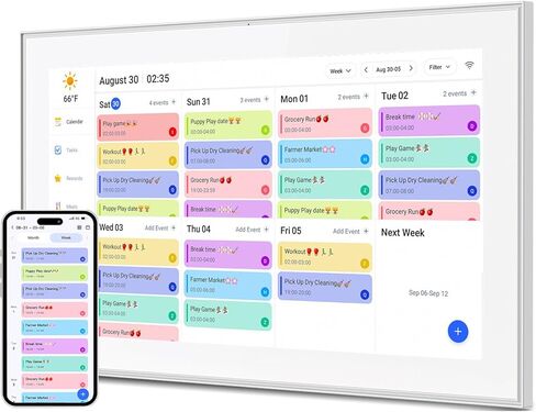 تقويم رقمي ومخطط مهام مقاس 10.1 بوصة، شاشة تفاعلية ذكية تعمل باللمس لجداول العائلة، قابلة للتركيب على الحائط والمكتب، وظيفة إطار الصور الرقمية، رائعة لتنظيم تقويم 2025 الخاص بك in Kuwait