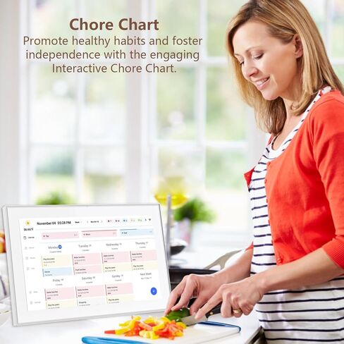 تقويم رقمي ومخطط مهام مقاس 10.1 بوصة، شاشة تفاعلية ذكية تعمل باللمس لجداول العائلة، قابلة للتركيب على الحائط والمكتب، وظيفة إطار الصور الرقمية، رائعة لتنظيم تقويم 2025 الخاص بك in Kuwait