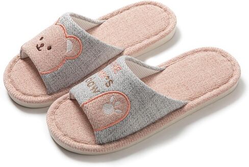 Soft Bear Slippers for Indoor Use Cotton Open Toe Slides Comfortable Home Shoes for Women Men Lightweight Cute Cartoon Anti Slip Breathable Floor Footwear Gift Idea in Saudi Arabia