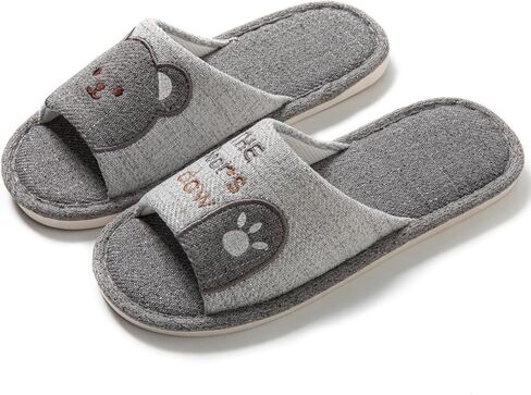Soft Bear Slippers for Indoor Use Cotton Open Toe Slides Comfortable Home Shoes for Women Men Lightweight Cute Cartoon Anti Slip Breathable Floor Footwear Gift Idea in Saudi Arabia