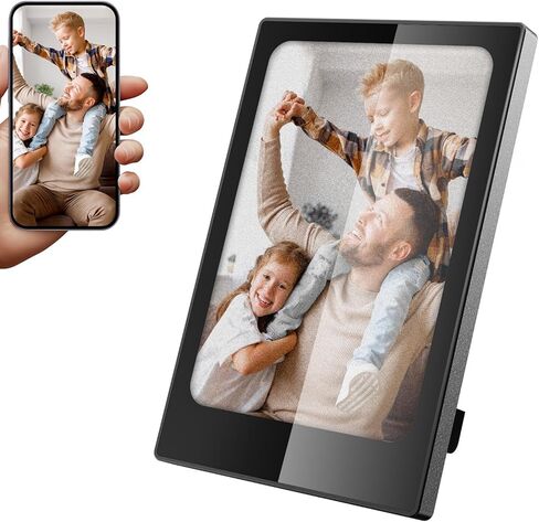 إطار صور صغير، إطار صور بالحبر الإلكتروني مقاس 4.0 بوصة، شاشة حبر بأربعة ألوان مقاس 768 × 528 IPS، موفرة للطاقة، محمول، للرجال والنساء (أسود) in Kuwait