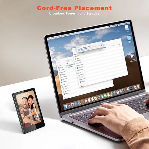 إطار صور صغير، إطار صور بالحبر الإلكتروني مقاس 4.0 بوصة، شاشة حبر بأربعة ألوان مقاس 768 × 528 IPS، موفرة للطاقة، محمول، للرجال والنساء (أسود) in Kuwait