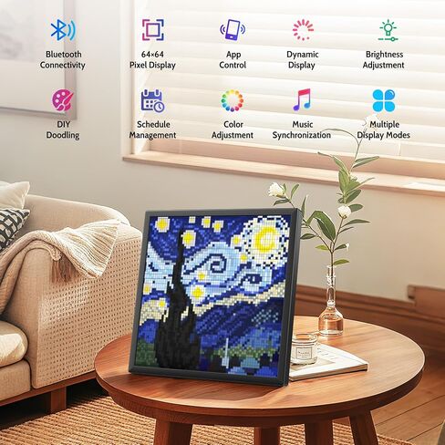 شاشة بكسل 64 × 64، إطار صورة رقمي فني قابل للبرمجة، إطار رقمي سحابي مع التحكم في التطبيق، ساعة رقمية لديكور السرير/المكتب/الجدار، الرسوم المتحركة بالبكسل المؤثرين المناسبين ومستخدمي الوسائط الاجتماعية in Kuwait