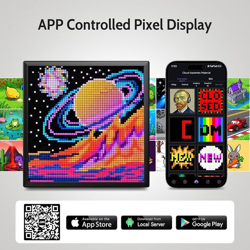 شاشة بكسل 64 × 64، إطار صورة رقمي فني قابل للبرمجة، إطار رقمي سحابي مع التحكم في التطبيق، ساعة رقمية لديكور السرير/المكتب/الجدار، الرسوم المتحركة بالبكسل المؤثرين المناسبين ومستخدمي الوسائط الاجتماعية in Kuwait