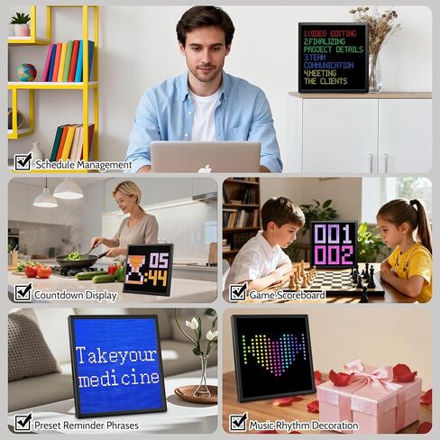 شاشة بكسل 64 × 64، إطار صورة رقمي فني قابل للبرمجة، إطار رقمي سحابي مع التحكم في التطبيق، ساعة رقمية لديكور السرير/المكتب/الجدار، الرسوم المتحركة بالبكسل المؤثرين المناسبين ومستخدمي الوسائط الاجتماعية in Kuwait