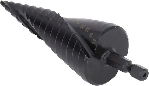 Step Drill HSS Hex Shank Tool, Spiral Groove Pagoda Hole Reamer for Black Metal, and Shockproof, Double Groove Design for Speed and Control, Applicable for Drills with High in Saudi Arabia