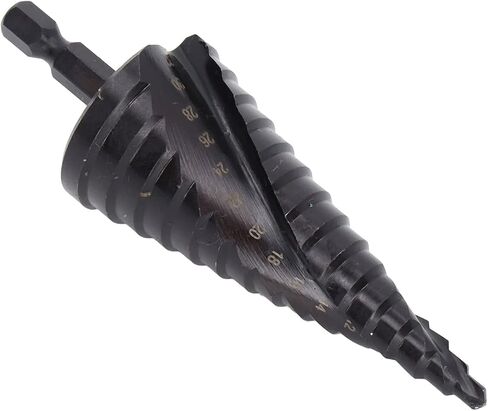 Step Drill HSS Hex Shank Tool, Spiral Groove Pagoda Hole Reamer for Black Metal, and Shockproof, Double Groove Design for Speed and Control, Applicable for Drills with High in Saudi Arabia