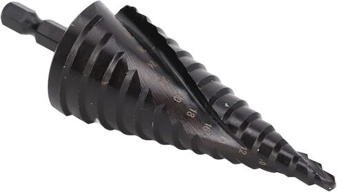 Step Drill HSS Hex Shank Tool, Spiral Groove Pagoda Hole Reamer for Black Metal, and Shockproof, Double Groove Design for Speed and Control, Applicable for Drills with High in Saudi Arabia