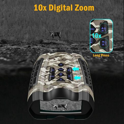 نظارات رؤية ليلية، مناظير رؤية ليلية 4K للبالغين مع شاشة HD 3.5 بوصة، بطاقة TF سعة 32 جيجابايت للصور والفيديو، 9 تروس بالأشعة تحت الحمراء وتكبير رقمي 10X لعشاق الهواء الطلق ومراقبي الحيوانات in Kuwait