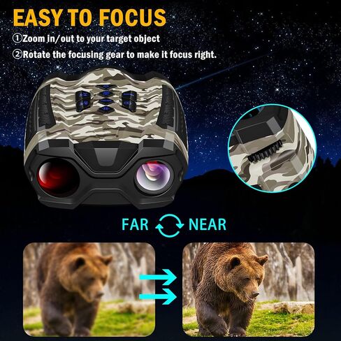 نظارات رؤية ليلية، مناظير رؤية ليلية 4K للبالغين مع شاشة HD 3.5 بوصة، بطاقة TF سعة 32 جيجابايت للصور والفيديو، 9 تروس بالأشعة تحت الحمراء وتكبير رقمي 10X لعشاق الهواء الطلق ومراقبي الحيوانات in Kuwait