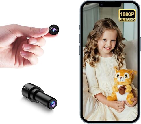 أصغر كاميرا IP لاسلكية واي فاي، كاميرا تجسس صغيرة، تسجيل فيديو HD1080P بث مباشر، مراقبة الطفل، كاميرا مربية، كاميرا للحيوانات الأليفة مع رؤية ليلية تلقائية، كشف الحركة، تخزين سحابي للأمان مع iOS/Android in Kuwait