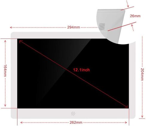 إطار صور رقمي LED مقاس 12 بوصة 1280 * 800 دقة عالية 16:10 IPS عرض موسيقى ومشغل فيديو وساعة تقويم ومؤقت تشغيل وإيقاف تلقائي، يدعم إطار صورة رقمي لبطاقة SD USB (أبيض 12.1) in Kuwait