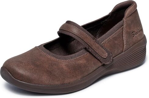 حذاء Arya للسيدات من Skechers Modern Comfort - حذاء ماري جين مسطح نباتي دائمًا - حزام قابل للتعديل، إسفنج يحتفظ بالشكل مبرد بالهواء in Saudi Arabia