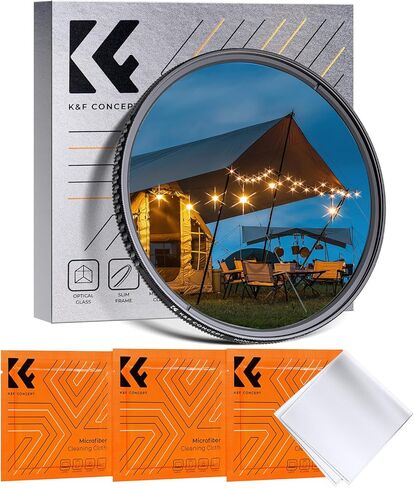 K&F CONCEPT 72 مم مرشح عدسة نجمية قصيرة الخط (6 نقاط)، مرشح انفجار نجمي للشاشة المتقاطعة - زجاج بصري مطلي بـ 18 طبقة مع 3 قطع قماش للتنظيف (سلسلة K) in Kuwait
