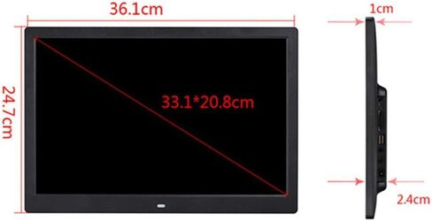 إطار صورة رقمي، إطار صور رقمي 15.4 بوصة 1280 × 800 دقة عالية كاملة IPS صور موسيقى فيديو مشغل تقويم منبه مع جهاز تحكم عن بعد، إعلانات إلكترونية (أسود 15.4 بوصة) in Kuwait