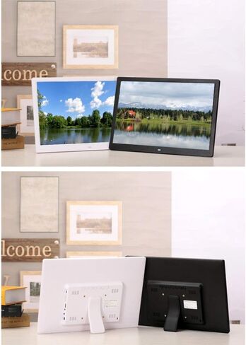 إطار صورة رقمي، إطار صور رقمي 15.4 بوصة 1280 × 800 دقة عالية كاملة IPS صور موسيقى فيديو مشغل تقويم منبه مع جهاز تحكم عن بعد، إعلانات إلكترونية (أسود 15.4 بوصة) in Kuwait