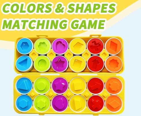 Matching Eggs for Toddlers 1-3, 12 Pcs Set Shape Sorter Puzzle Color Sorting Learning Fine Motor Skills Game, Sensory Educational Montessori Toys Gift for 1 2 3 Year Old Kids Baby Boys Girls in Kuwait