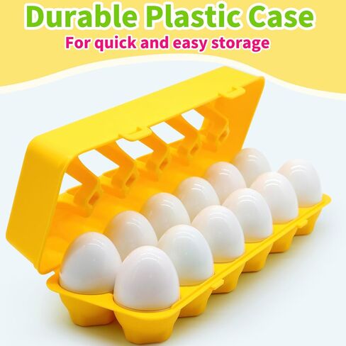 Matching Eggs for Toddlers 1-3, 12 Pcs Set Shape Sorter Puzzle Color Sorting Learning Fine Motor Skills Game, Sensory Educational Montessori Toys Gift for 1 2 3 Year Old Kids Baby Boys Girls in Kuwait